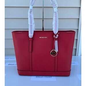 Michael Kors Tote Large Saffiano Leather Jet Set Travel Bag Flame